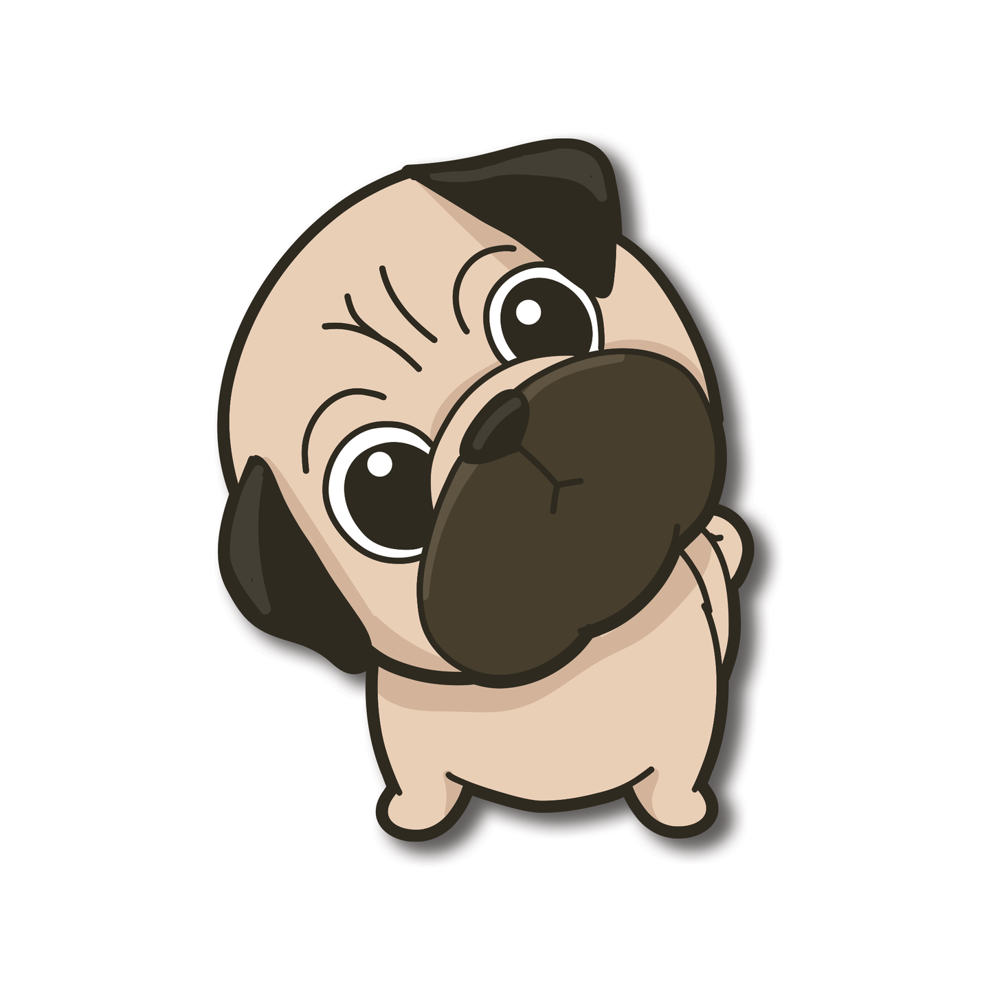 ステイキュリアス パグ 防水 PVC ダイカット ステッカー | ノートパソコン ステッカー | 荷物用デカール | ウォーターボトル デコレーション