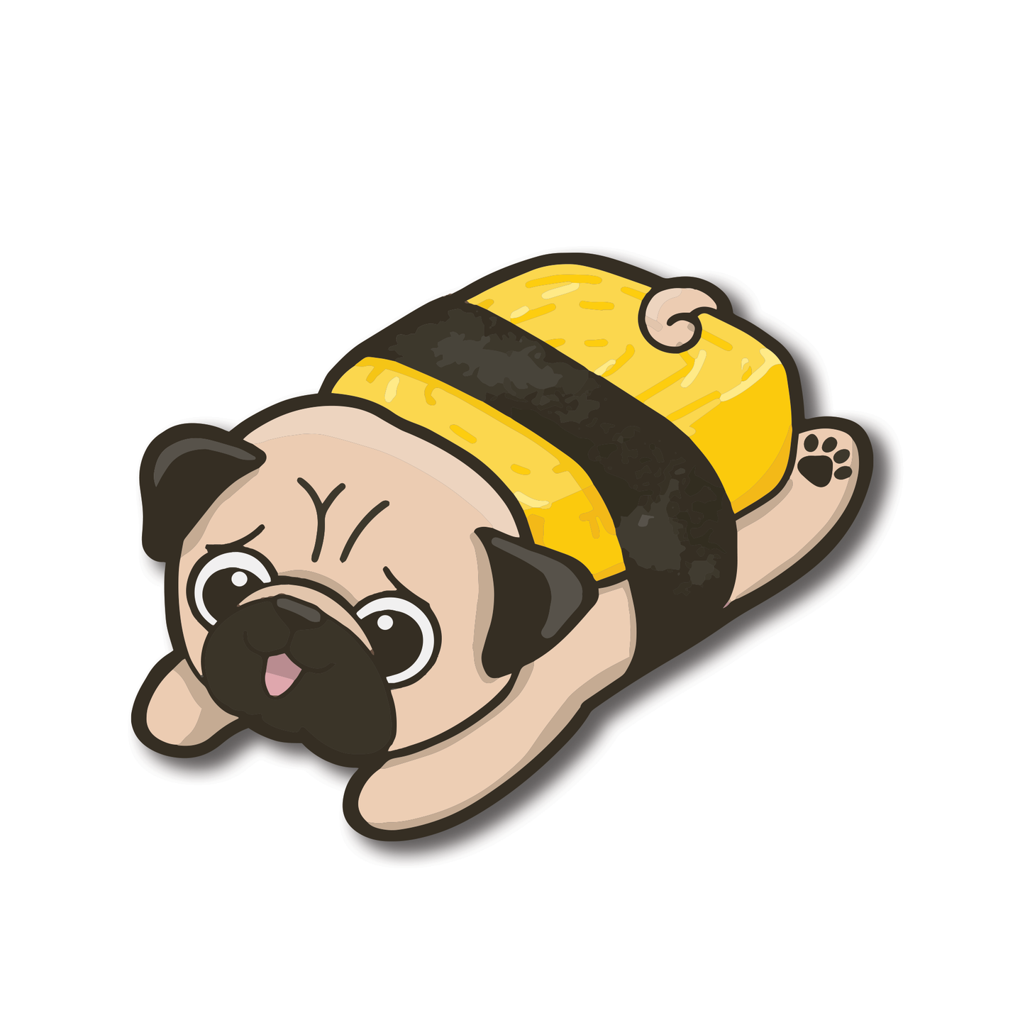 Pawsome Sushi Pug Waterproof PVC Die-Cut Stickers | Laptop Stickers | Luggage Decals | Water Bottle Decoration