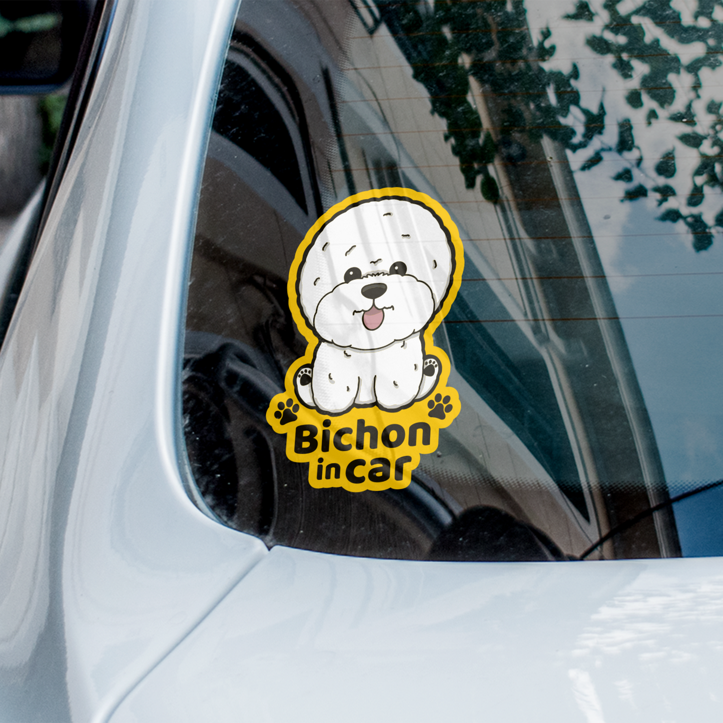 Bichon in car 比熊汽車貼紙(車內反貼)