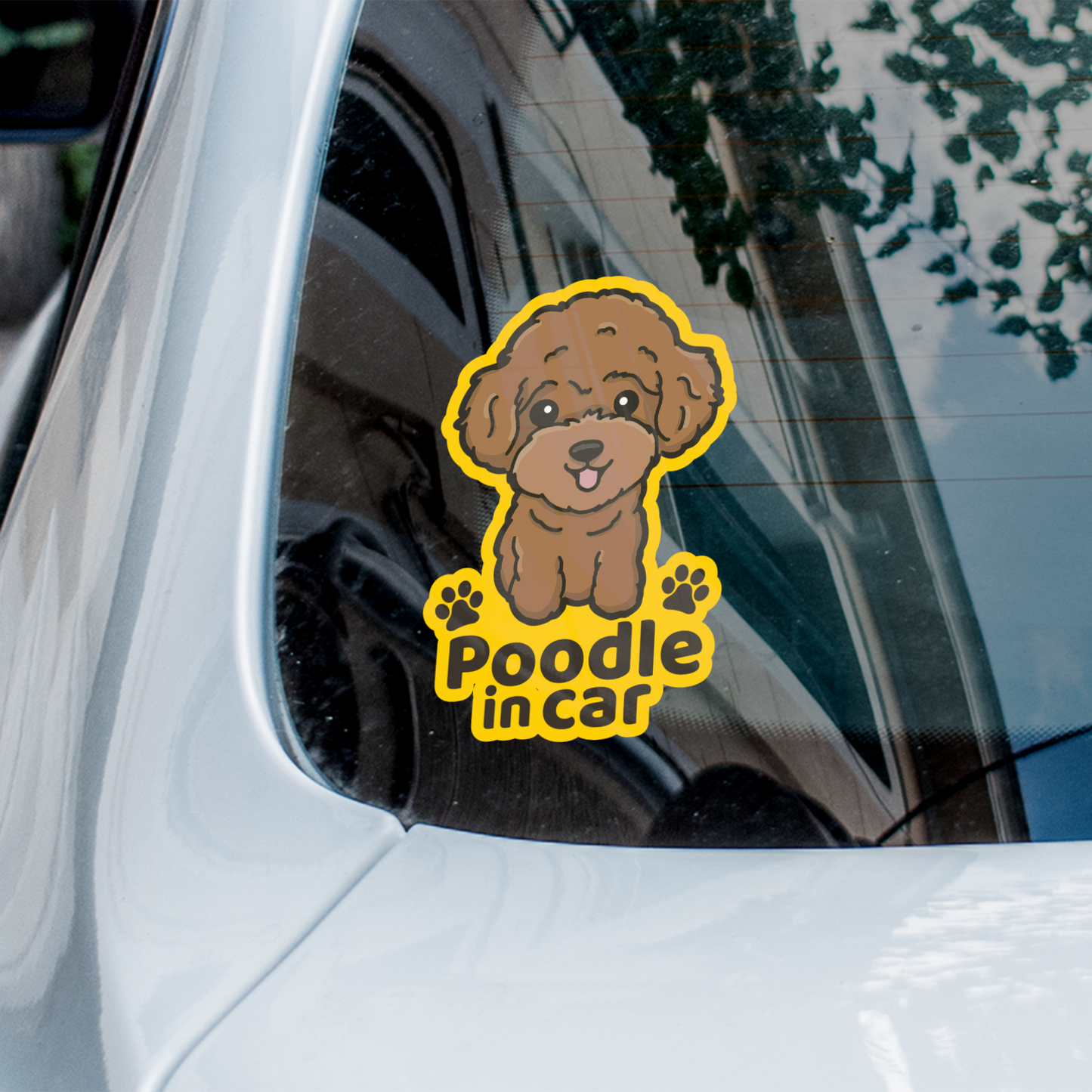 Poodle in car 貴婦狗汽車貼紙(車內反貼)
