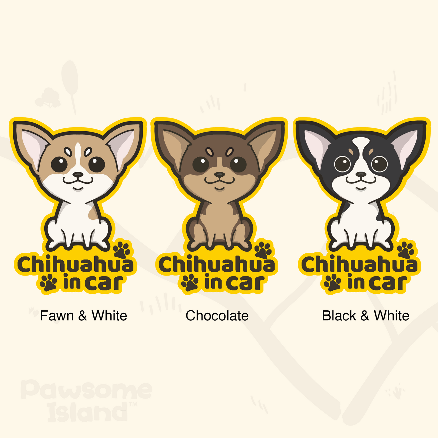 Chihuahua in car 芝娃娃汽車貼紙(車內反貼)