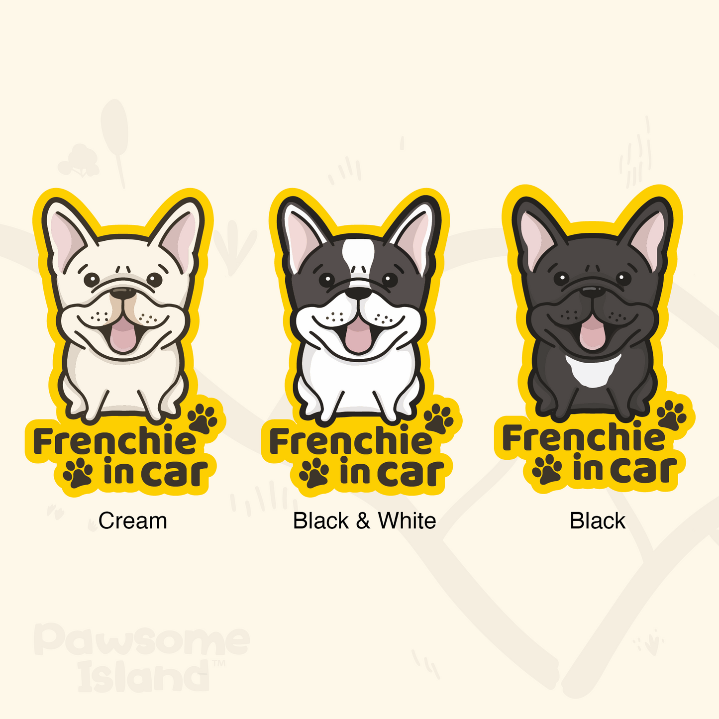 Frenchie in car 法虎汽車貼紙(車內反貼)