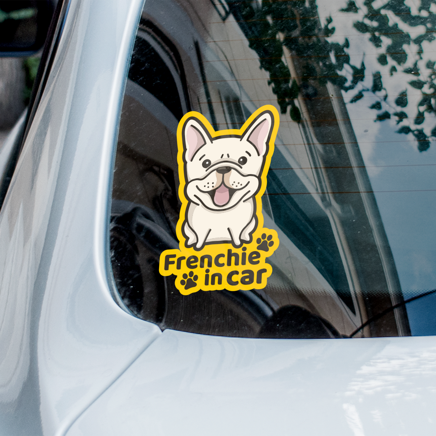 Frenchie in car 法虎汽車貼紙(車內反貼)