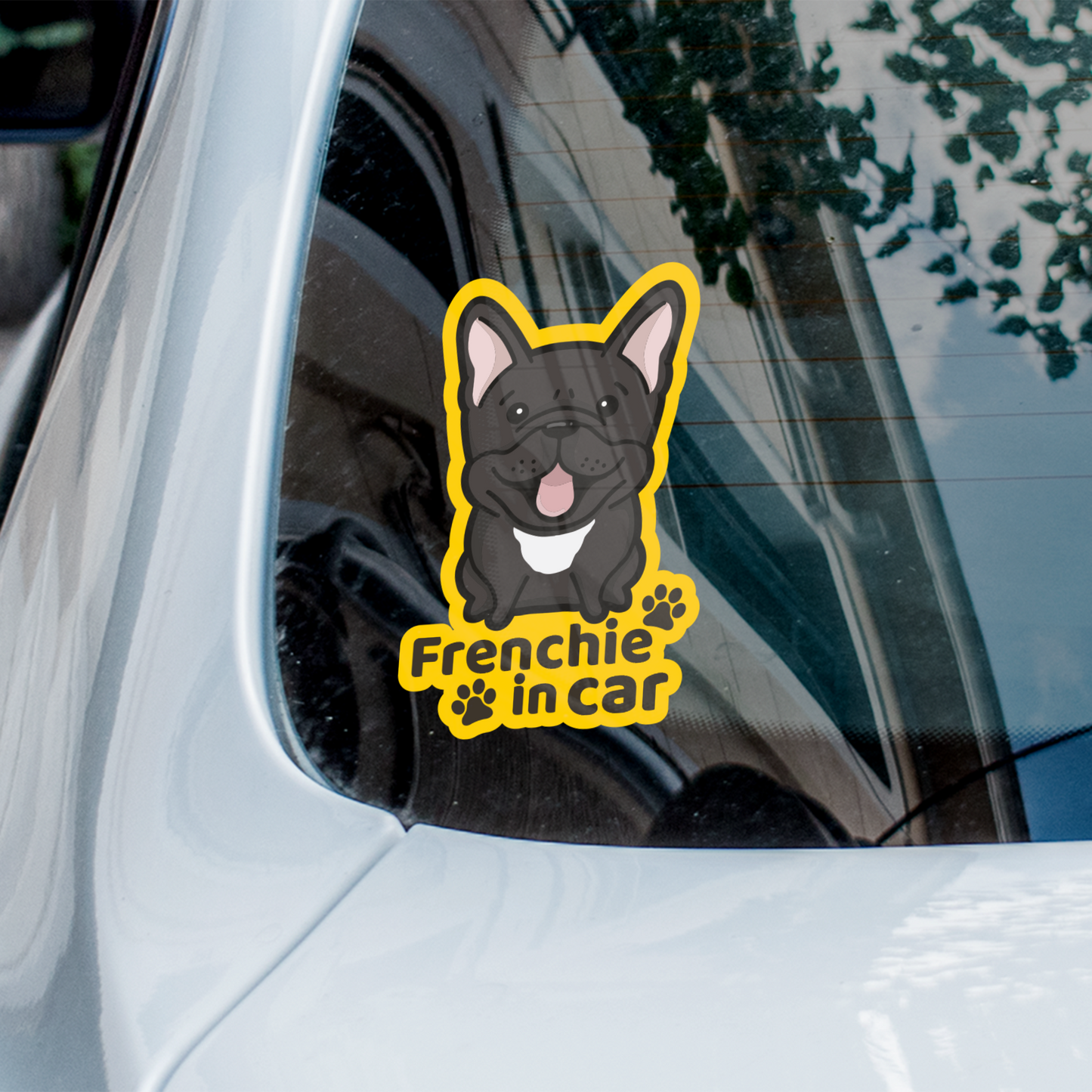 Frenchie in car 法虎汽車貼紙(車內反貼)