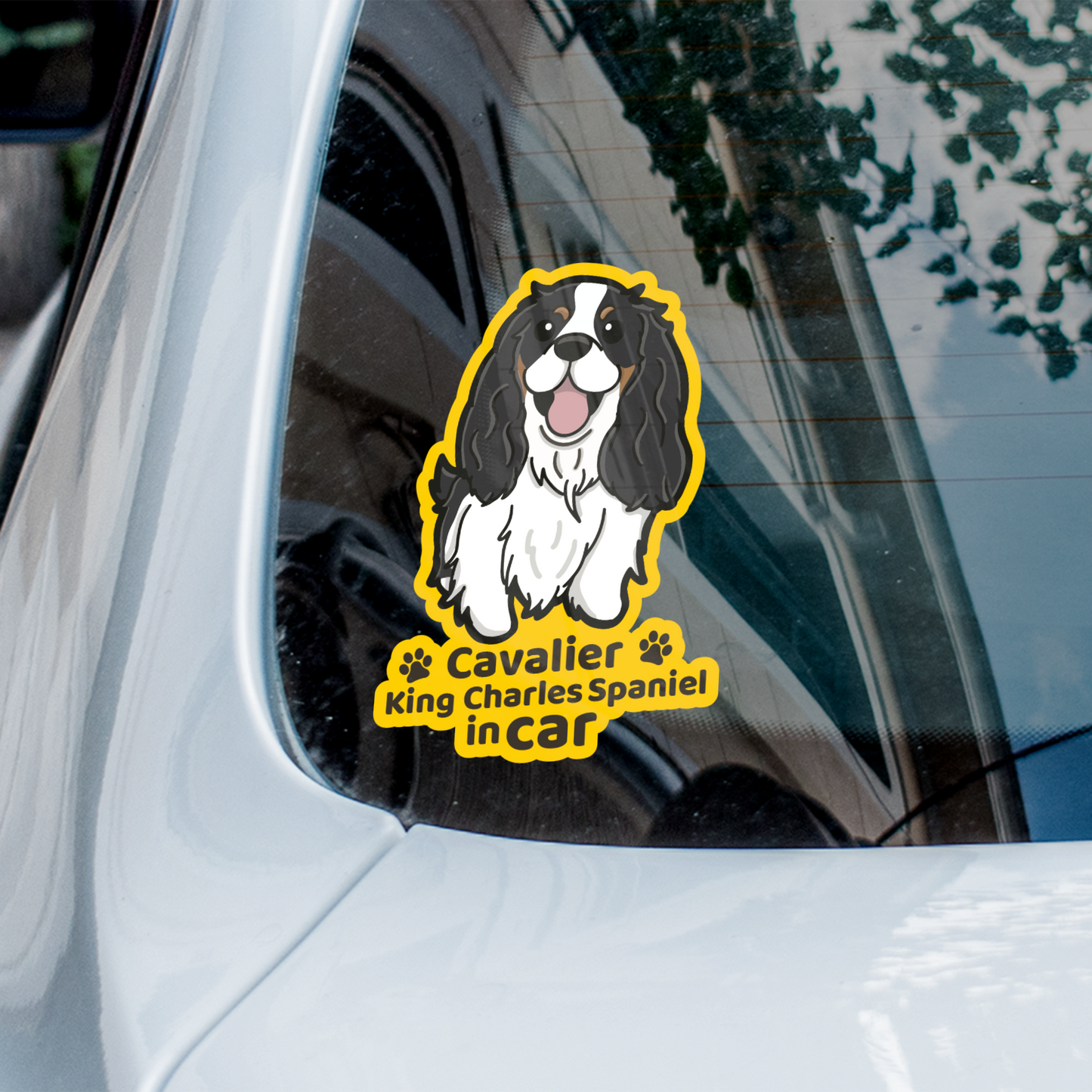 Cavalier King Charles in car 查理斯汽車貼紙(車內反貼)