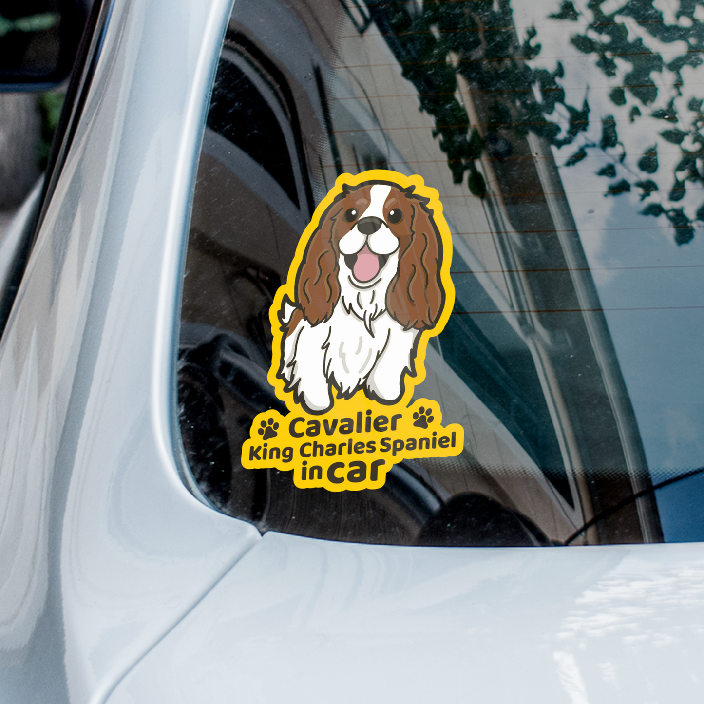 Cavalier King Charles in car 查理斯汽車貼紙(車內反貼)