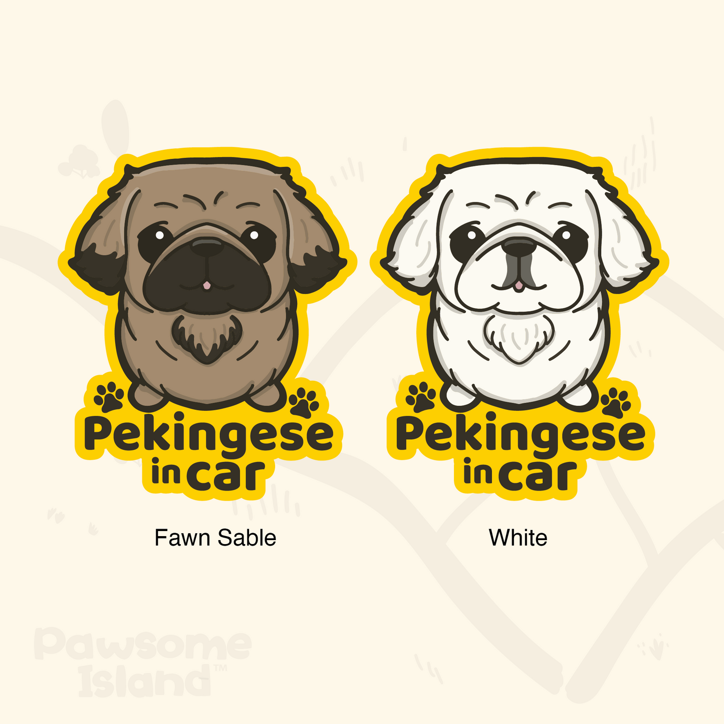 Pekingese in car 北京狗汽車貼紙(車內反貼)