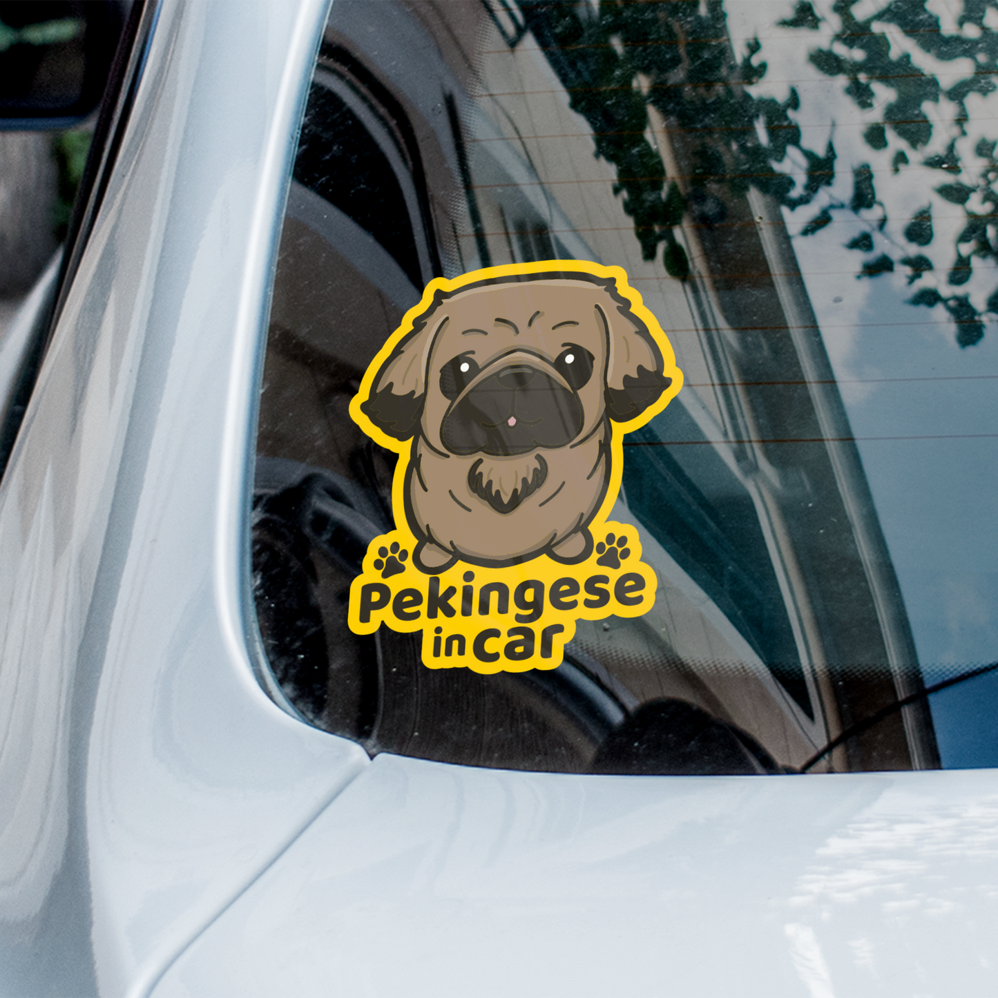 Pekingese in car 北京狗汽車貼紙(車內反貼)