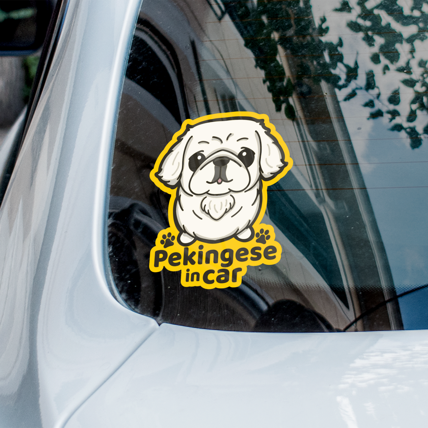 Pekingese in car 北京狗汽車貼紙(車內反貼)