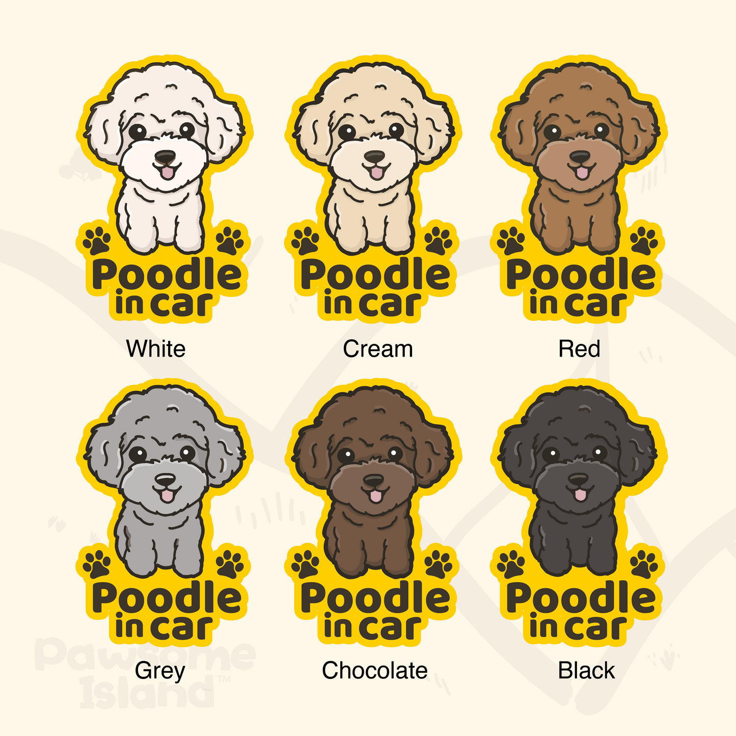 Poodle in car 貴婦狗汽車貼紙(車內反貼)