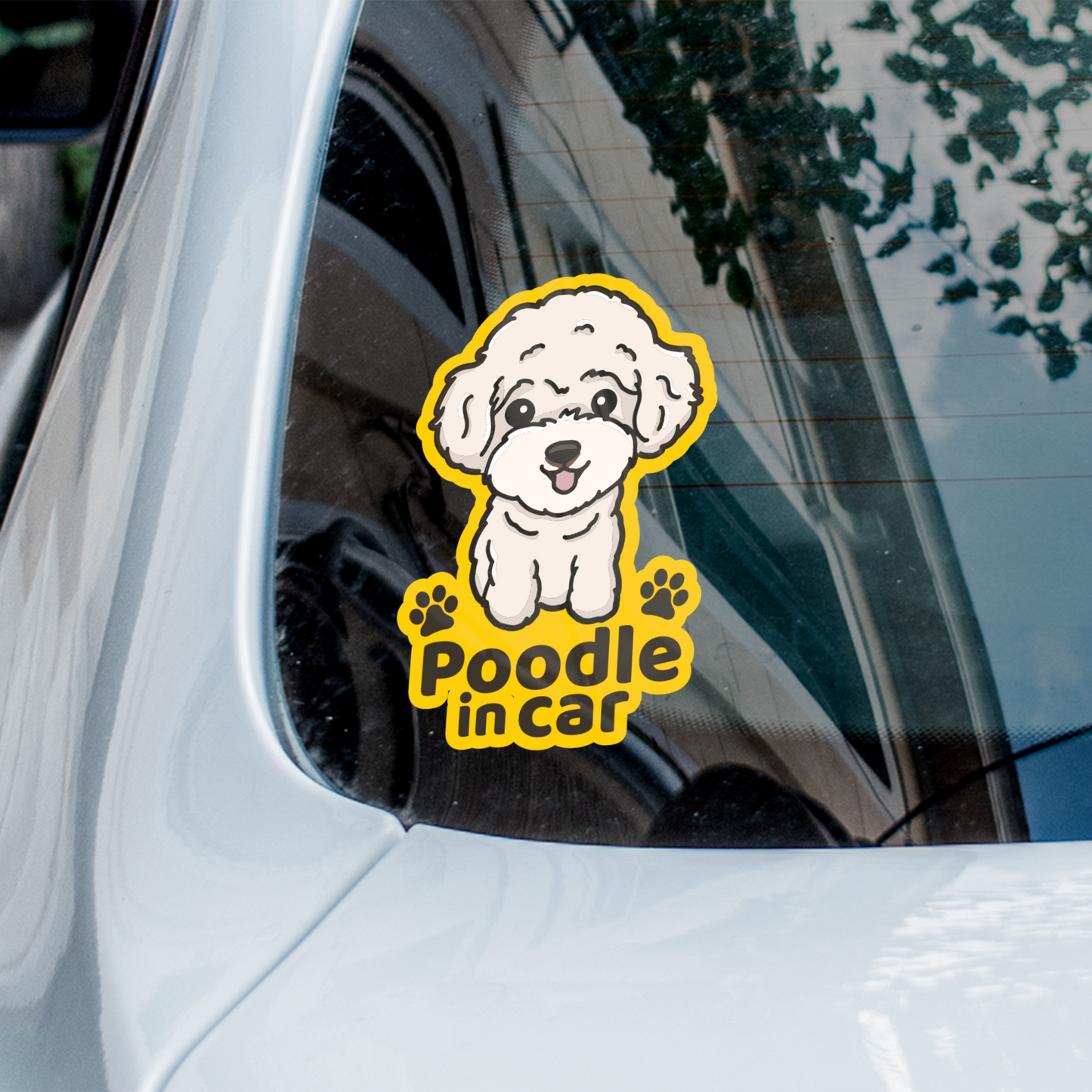 Poodle in car 貴婦狗汽車貼紙(車內反貼)