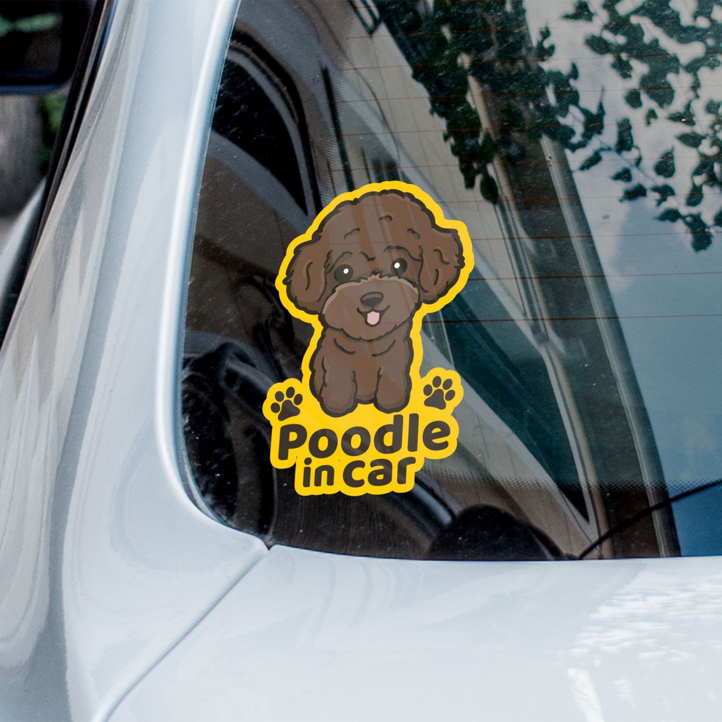 Poodle in car 貴婦狗汽車貼紙(車內反貼)