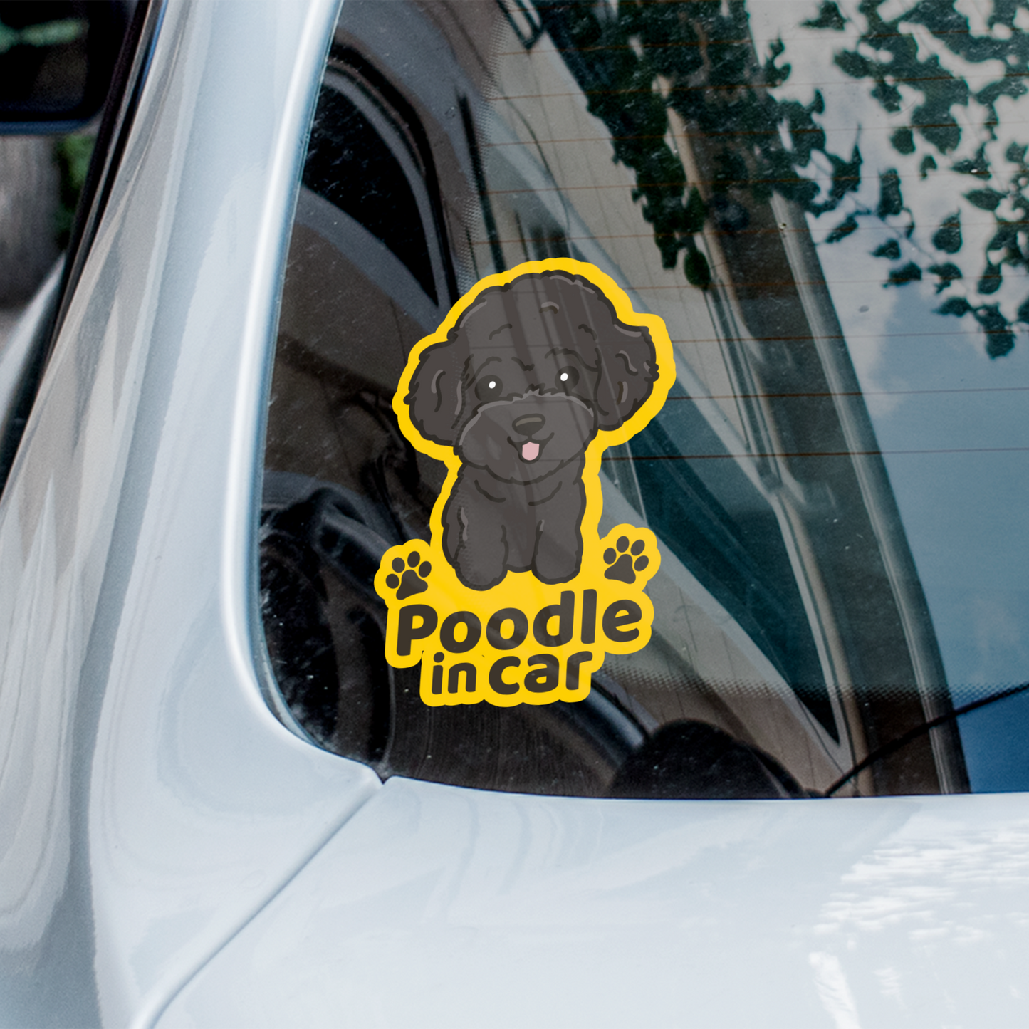 Poodle in car 貴婦狗汽車貼紙(車內反貼)
