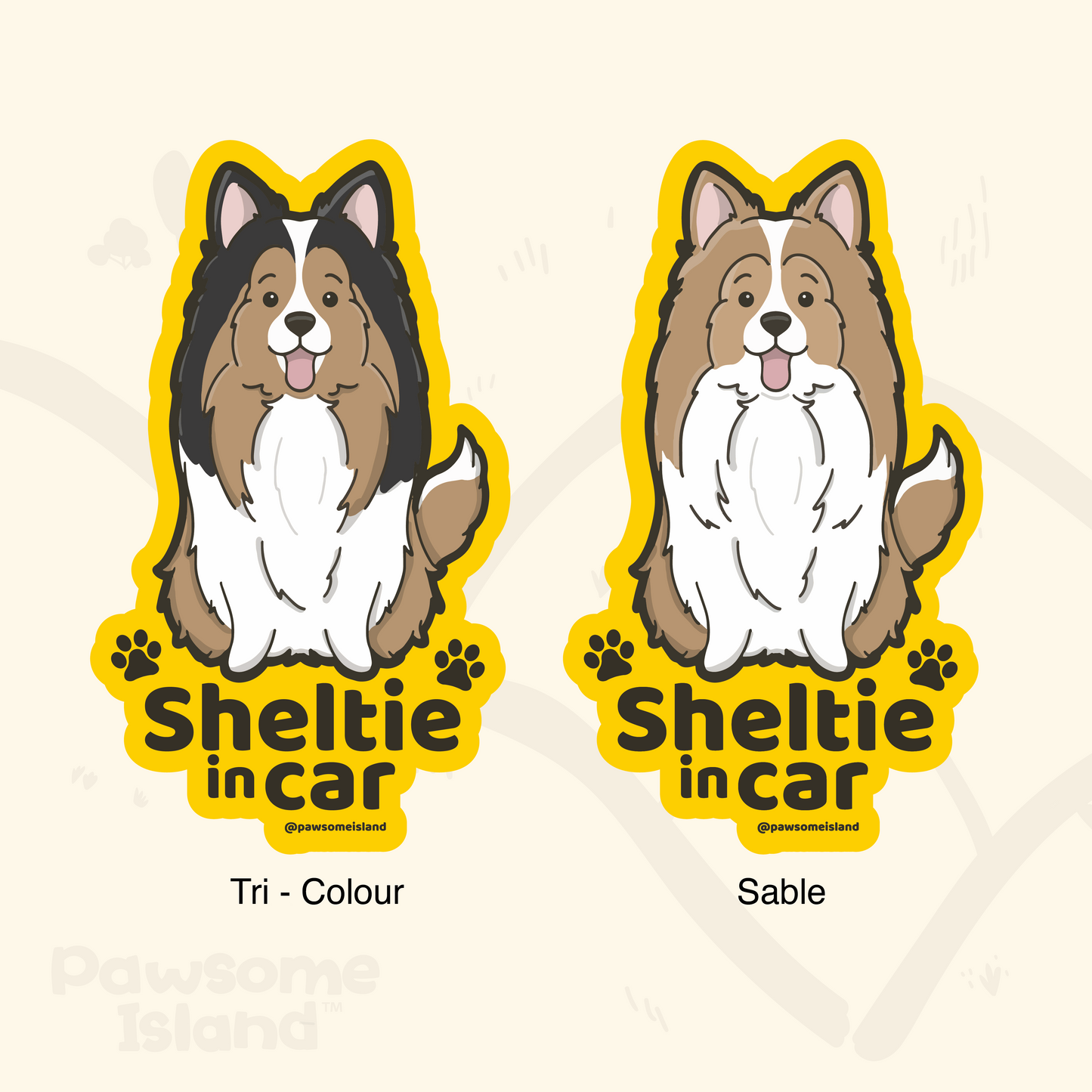 Sheltie in car 牧羊犬汽車貼紙(車內反貼)