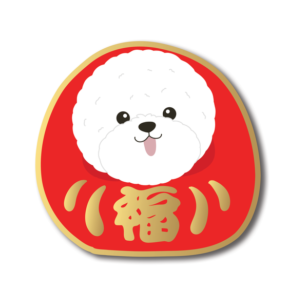 Waterproof Daruma Bichon PVC Die-Cut Stickers | Laptop Stickers | Luggage Decals | Water Bottle Decoration