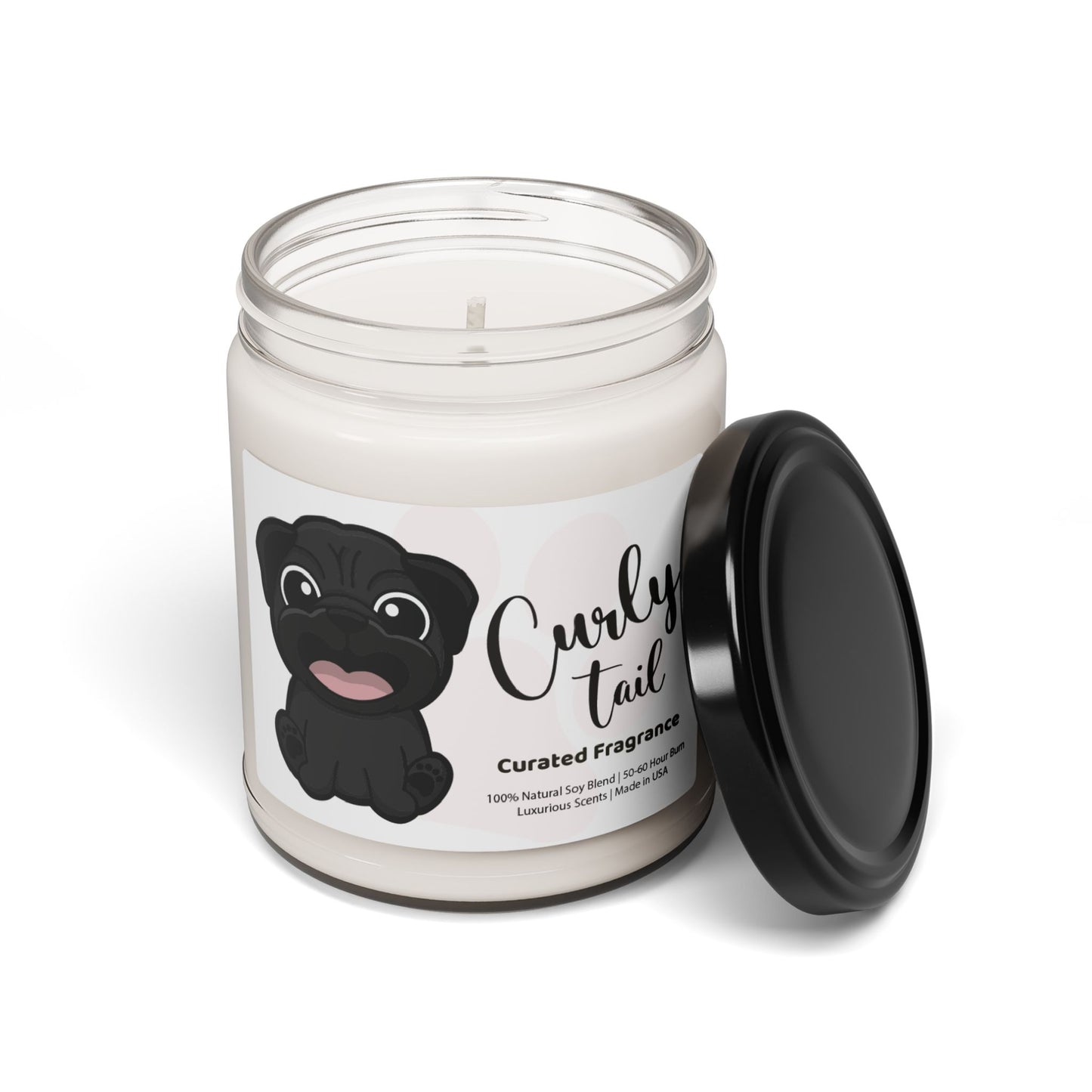 BLACK PUG GIFTS, Scented Soy Candle, Dog Owner Gift, Pug Themed, New Puppy