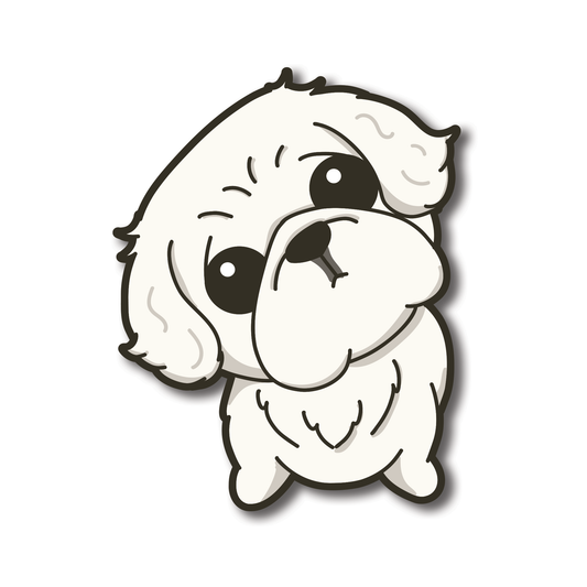 Stay Curious Pekinese 防水 PVC ダイカット ステッカー | ノートパソコン ステッカー | 荷物用デカール | ウォーターボトル デコレーション