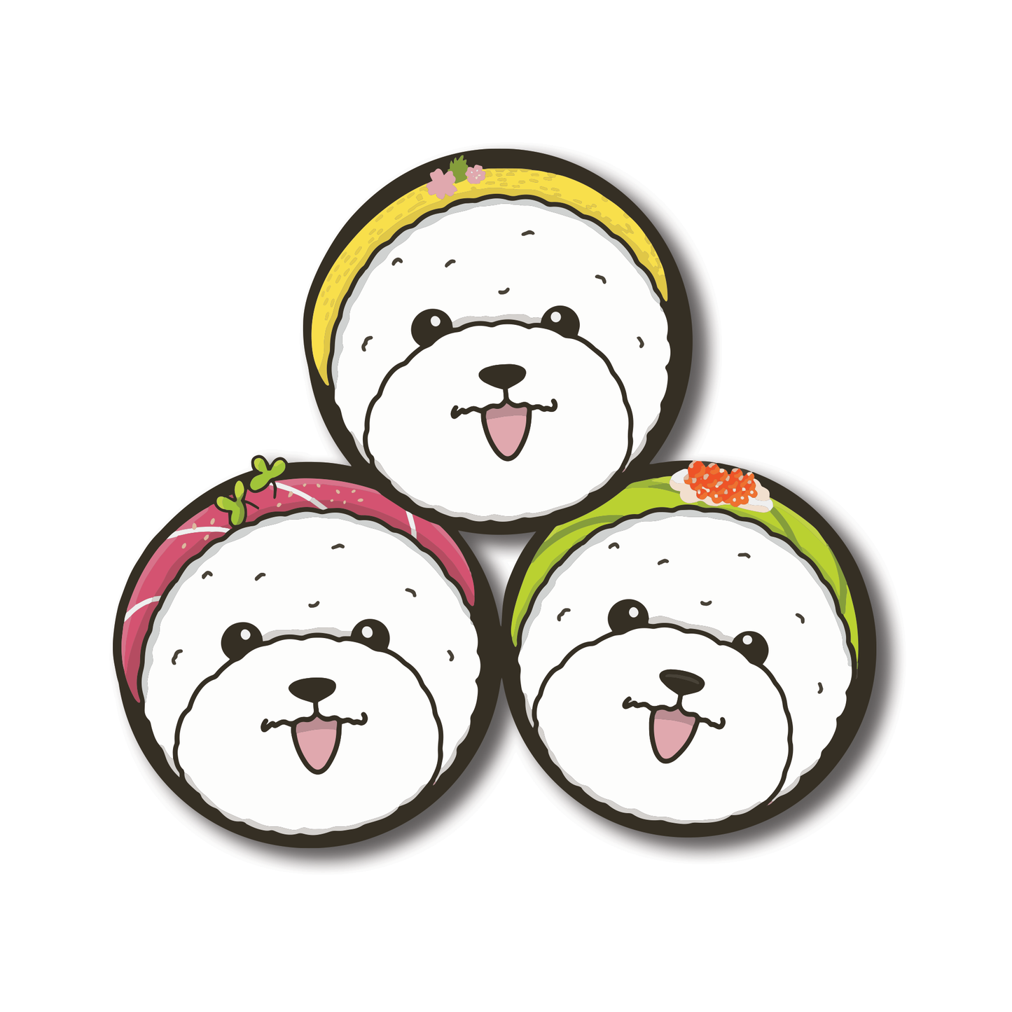 壽司卷 比熊防水貼紙 8cm | 高質 Die cut PVC貼 | 筆電行李箱水壺裝飾貼紙 不留殘膠 - Pawsome Island