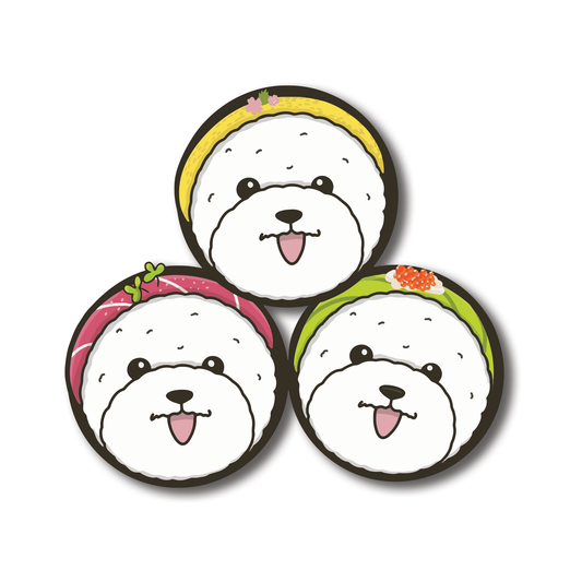 壽司卷 比熊防水貼紙 8cm | 高質 Die cut PVC貼 | 筆電行李箱水壺裝飾貼紙 不留殘膠 - Pawsome Island