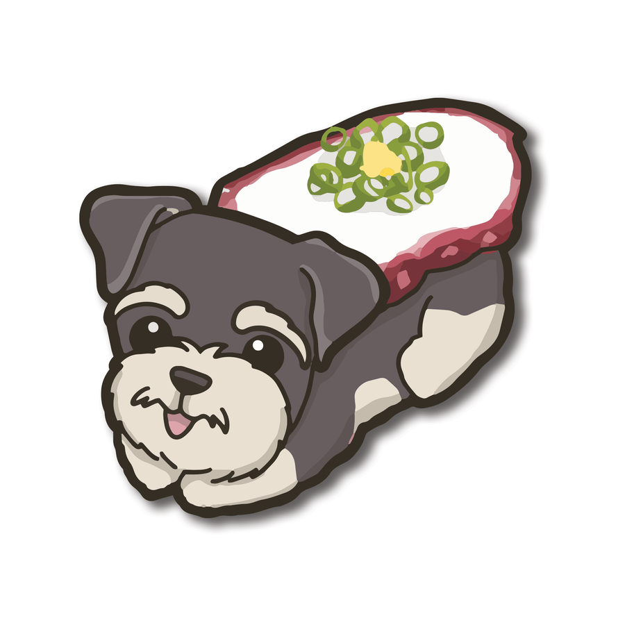 Pawsome Sushi Schnauzer Waterproof  PVC Die-Cut Stickers | Laptop Stickers | Luggage Decals | Water Bottle Decoration - Pawsome Island