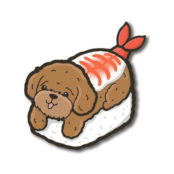 Pawsome Sushi Poodle Waterproof  PVC Die-Cut Stickers | Laptop Stickers | Luggage Decals | Water Bottle Decoration
