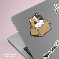 Mochi & friends 防水貼紙 行李箱貼紙 電腦貼紙 - Meow in the box - Pawsome Island - Pawsome Island