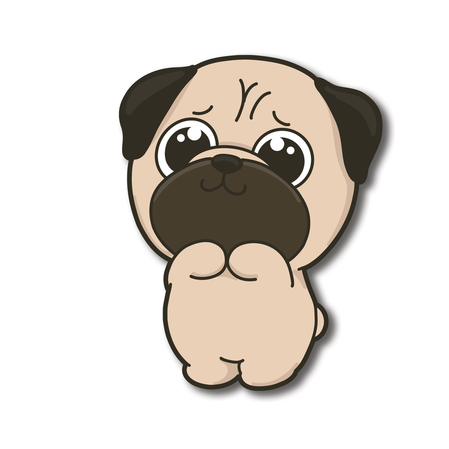 Mike 8cm Waterproof Sticker｜Cute Pug Character｜Pawsome Island - Pawsome Island