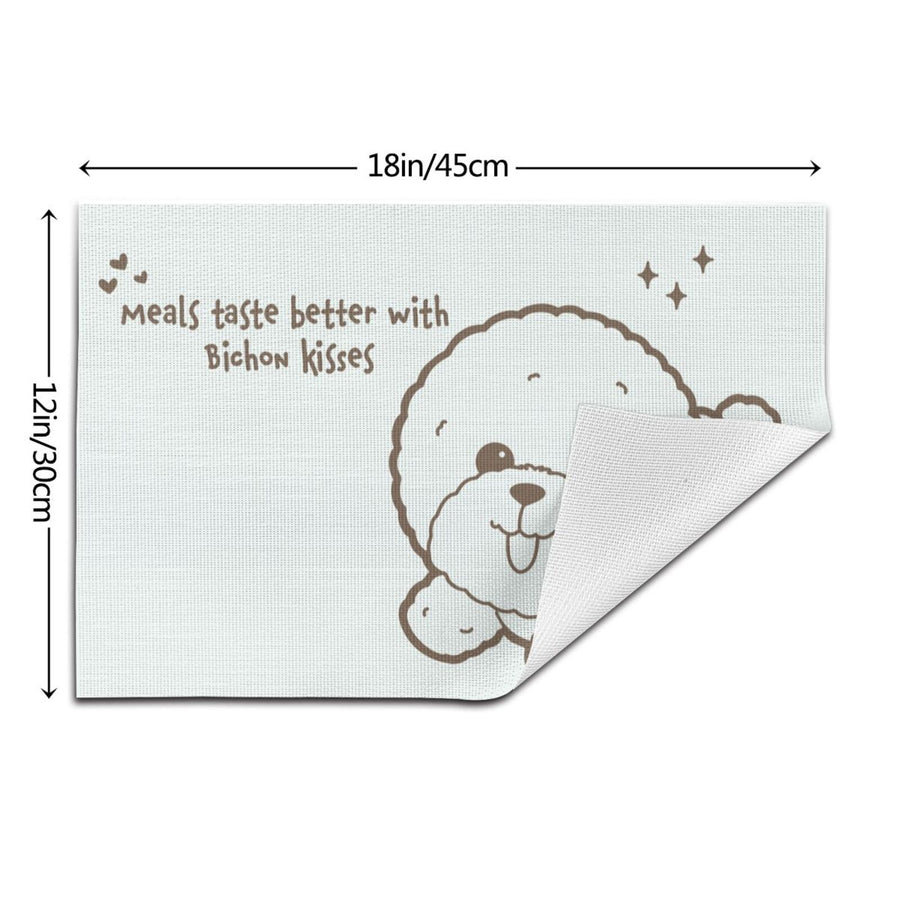 Bichon Themed Placemats,  Pet Dining Decor, Bichon Dog Table Mats, Set of 2 - Pawsome Island