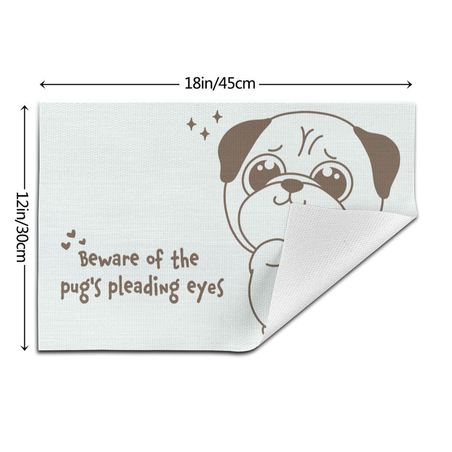 Pug Placemats, Pet Dining Decor, Pug Dog Table Mats,Set of 2 - Pawsome Island