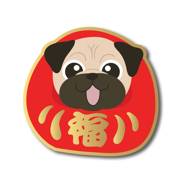 Waterproof Daruma Pug PVC Die-Cut Stickers | Laptop Stickers | Luggage Decals | Water Bottle Decoration