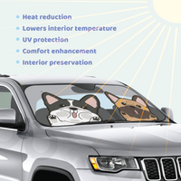 Frenchie Car Windshield Sun Shade, Cute Dog UV Protector, Pet Auto Sunshade - Pawsome Island - Pawsome Island