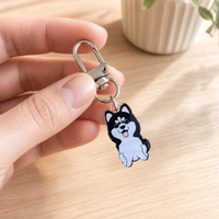 Mini Husky acrylic keychain 3cm cute dog breed collectible charm by Pawsome Island - Pawsome Island