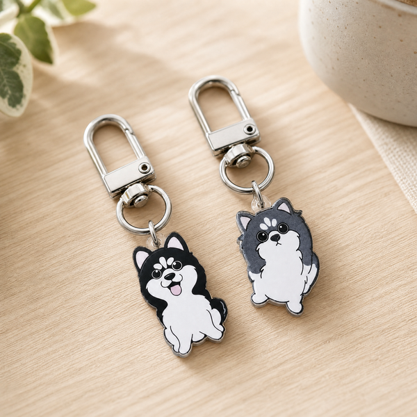 Mini Husky Acrylic Keychain – Cute Dog Breed Collectible Charm (3cm)