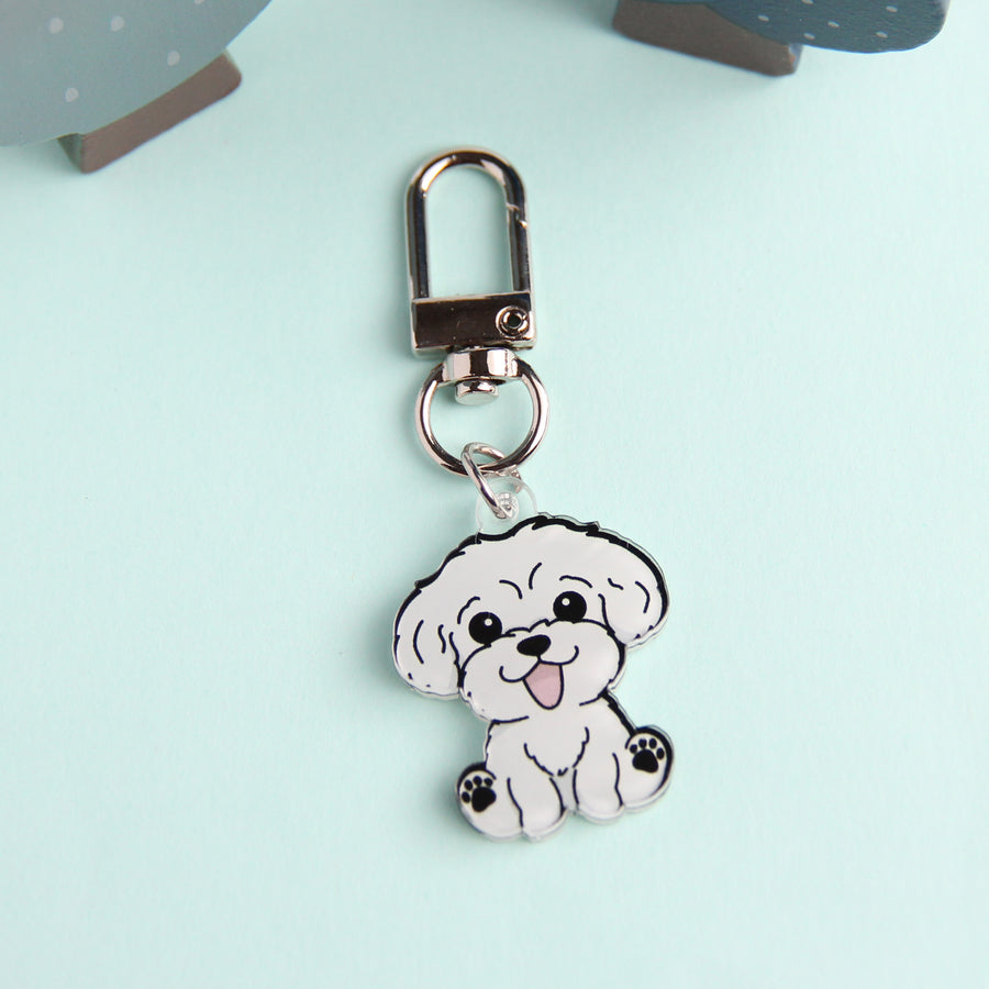 3cm Mini Maltese Acrylic Keychain - Cute Dog Breed Collectible - Pawsome Island - Pawsome Island