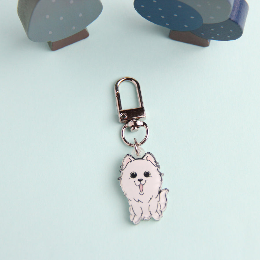 3cm Mini Japanese Spitz Acrylic Keychain - Cute Dog Breed Collectible - Pawsome Island - Pawsome Island