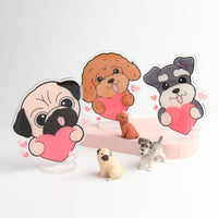 Double-Sided Love you Acrylic Stand, Cute Dog Cheering Desk Decor - Pawsome Island - Pawsome Island