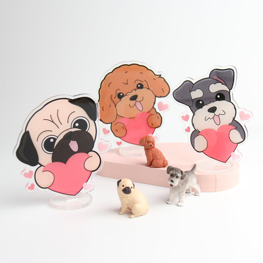 Double-Sided Love you Acrylic Stand, Cute Dog Cheering Desk Decor - Pawsome Island - Pawsome Island