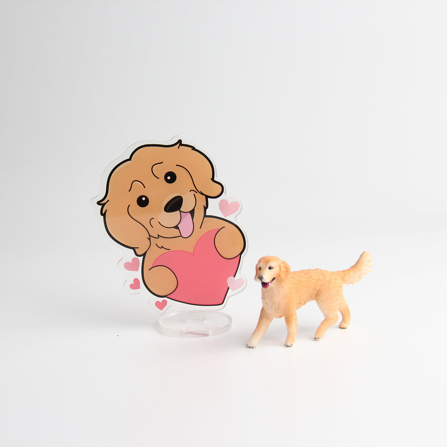 Double-Sided Love you Acrylic Stand, Cute Dog Cheering Desk Decor - Pawsome Island - Pawsome Island