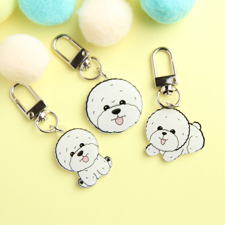 3cm Mini Bichon Acrylic Keychain - Cute Dog Breed Durable Accessory - Pawsome Island