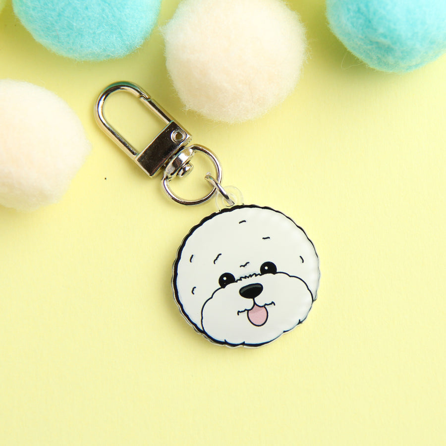 3cm Mini Bichon Acrylic Keychain - Cute Dog Breed Durable Accessory - Pawsome Island