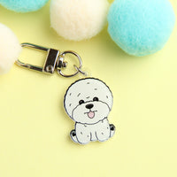 3cm Mini Bichon Acrylic Keychain - Cute Dog Breed Durable Accessory - Pawsome Island