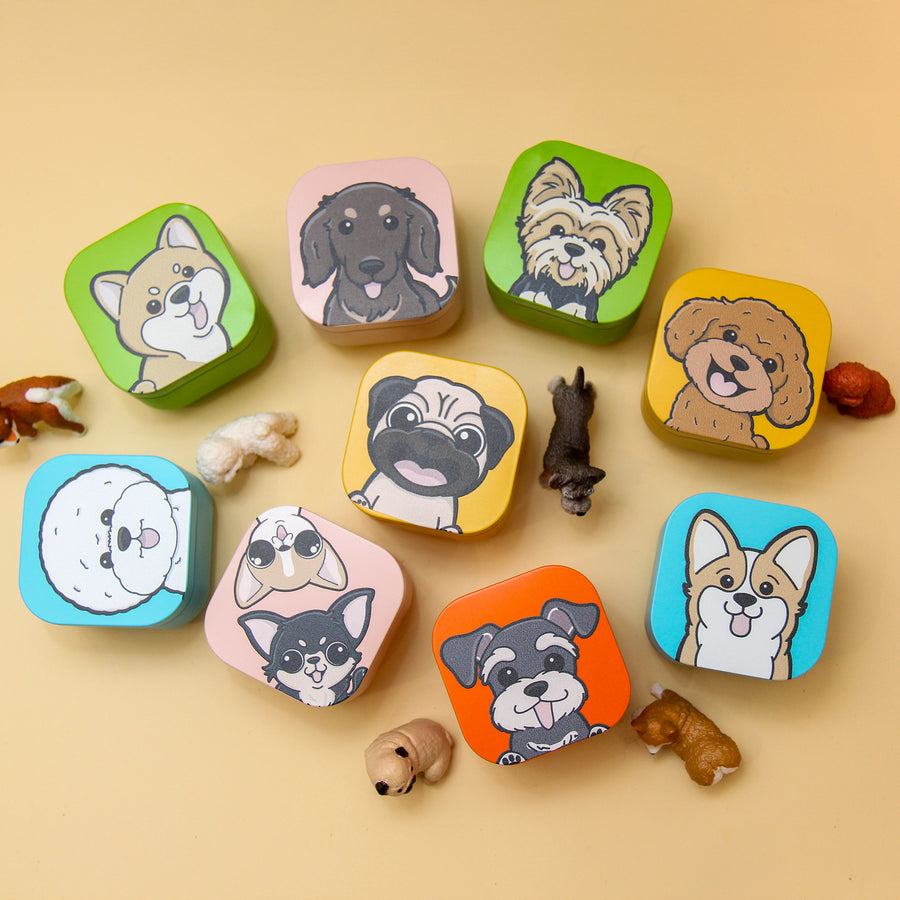 Cute Pet Mini Tin 5.5cm - Kawaii Animal Design Storage Container | Small Metal Box for Pet Treats | Illustrated Dog Cat Storage - Pawsome Island