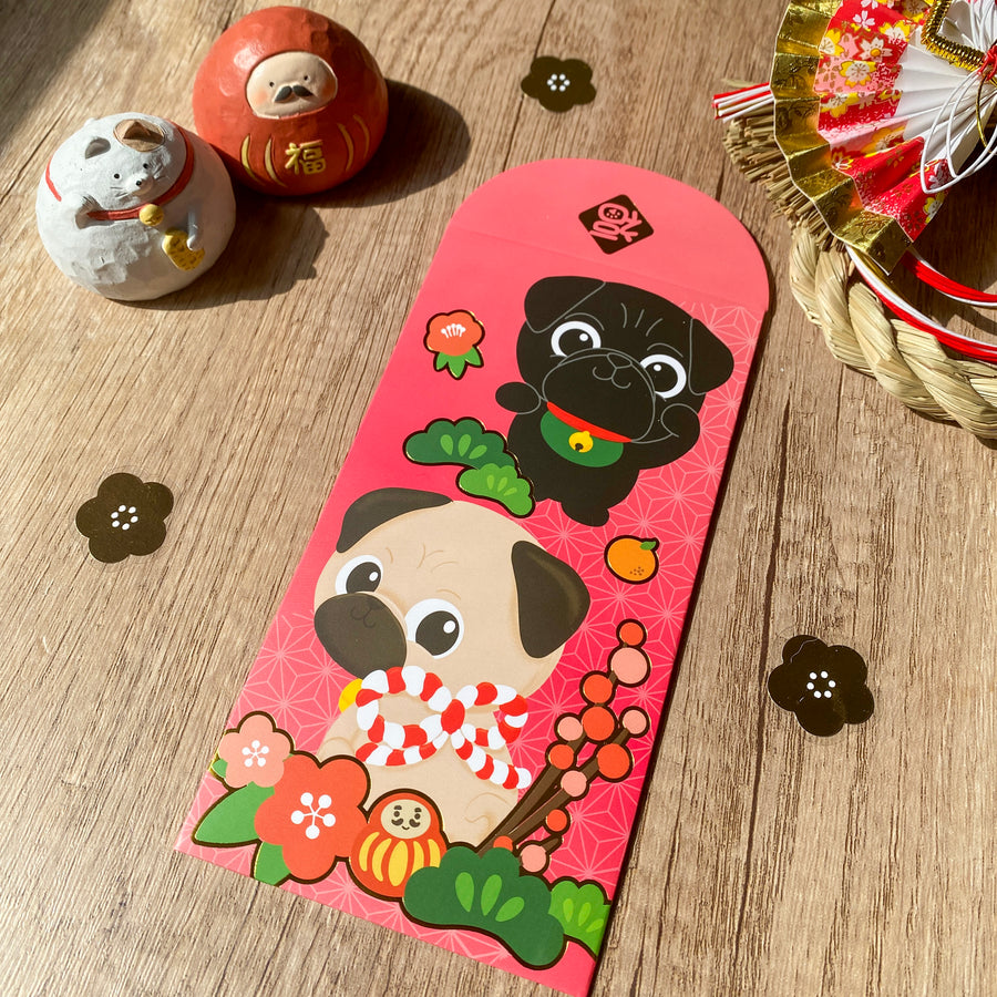 [2026 Collection] Pug Gold Foil Lunar New Year Red Packets (10pcs) - Original Illustration by Pawsome Island - Pawsome Island
