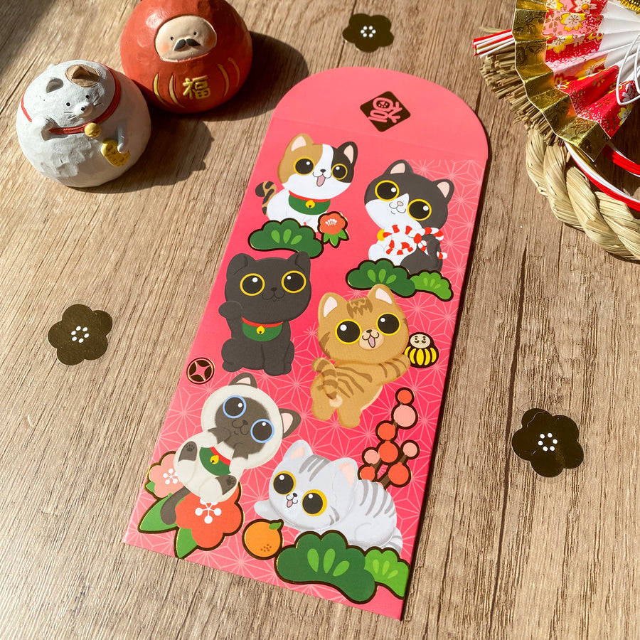[2026 Cat Collection] Gold Foil Lunar New Year Fai Chun / Red Packets - Original Illustration by Pawsome Island - Pawsome Island