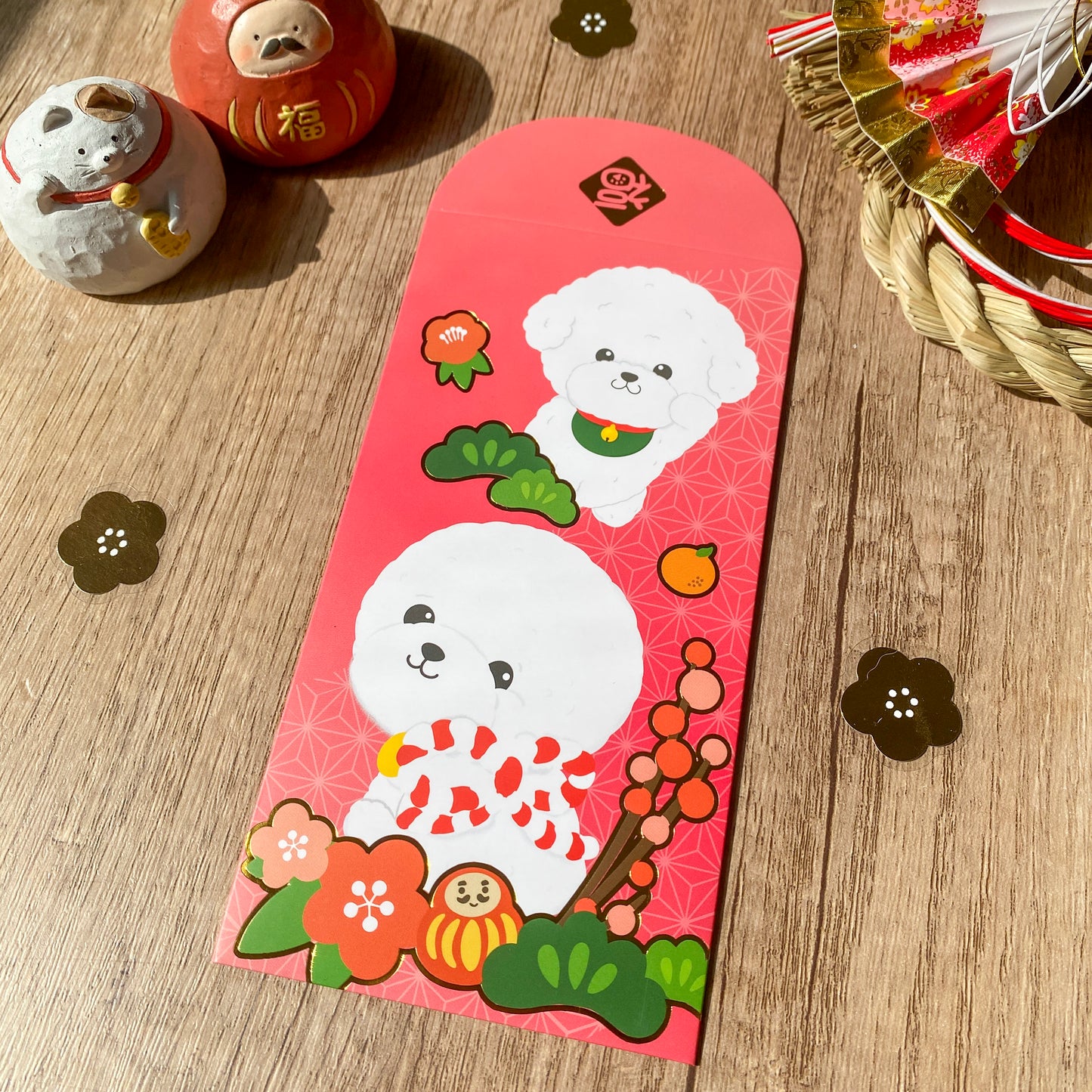 【2026 賀年系列】比熊 燙金彩色利是封 (10入裝) - Pawsome Island 原創插畫
