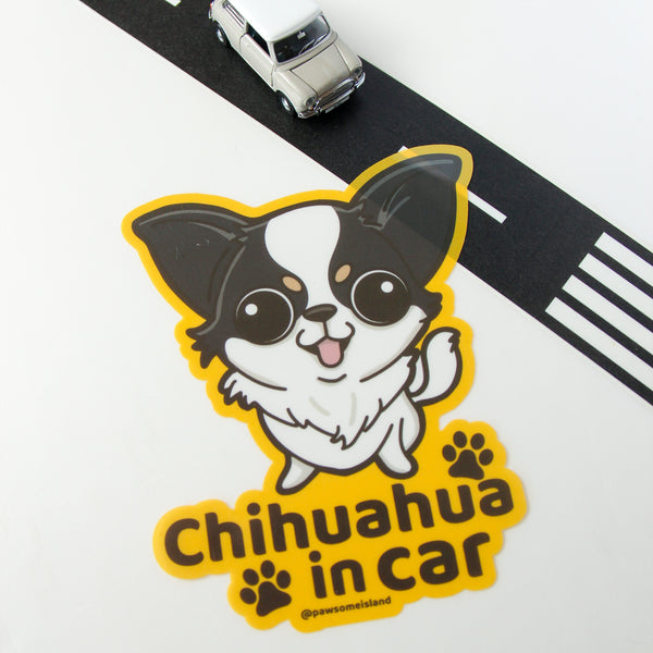 Pawsome Island チワワ車用ステッカー | 15cm ビニール製 | 窓内側貼付 | 犬好き必見 | カーアクセサリー