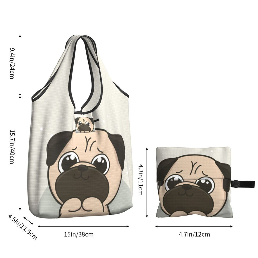 Pug Foldable Eco Bag | Durable & Waterproof Reusable Bag - Pawsome Island