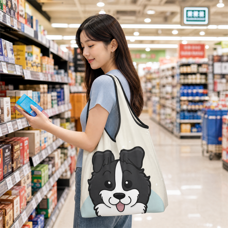Border Collie Foldable Eco Bag | Durable & Waterproof Reusable Bag - Pawsome Island