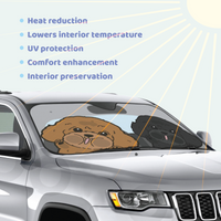 Poodle Car Windshield Sun Shade, Cute Dog UV Protector, Pet Auto Sunshade - Pawsome Island - Pawsome Island