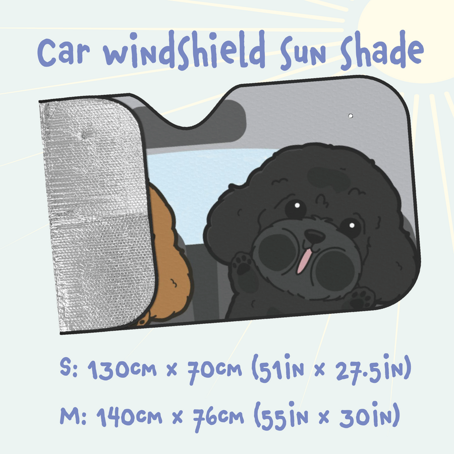 Poodle Car Windshield Sun Shade, Cute Dog UV Protector, Pet Auto Sunshade - Pawsome Island - Pawsome Island